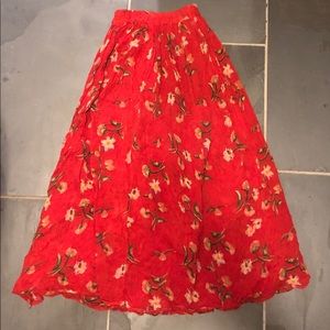 Red Floral Skirt
